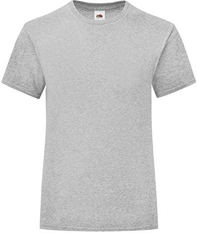 Fruit of the Loom - T-Shirt Iconic - Fille (9-11 Years) (Gris Clair chiné)