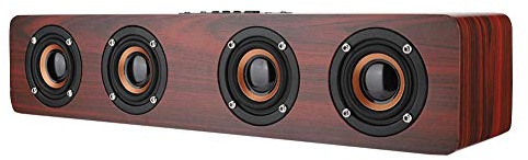 Wooden Bluetooth Speaker, 12W TV Computer Speaker Sound Bar with 4 Bass Subwoofer Support Bluetooth, AUX, TF card, FM(#1)