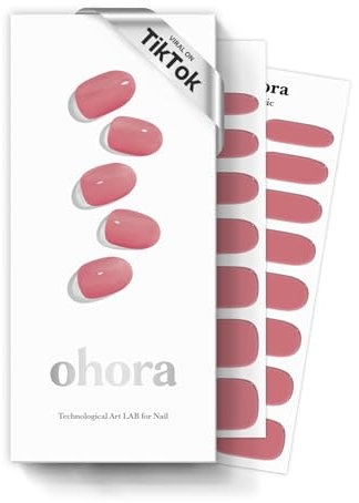 ohora Gel-Nagelstreifen, 30 Stück mit Vorbereitungspad, Mini-Nagelfeile, Holzstab, DIY-Nagelkunst-Starter-Set, kein Kleber, kein Soak-Off, feste Farbe N Juliet