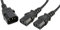 Pro Elec PE01116 IEC Splitter, C14 male to 2 x C13 Sockets Y Power Lead 1 m Black