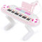 COSTWAY Clavier de Piano Electronique à 37 Touches pour Enfants Jouet Piano Portable avec Lumière Rythmique, Microphone, Pieds Détachables,Enregistrement et Lecture Educatif pour Tout-Petit (Rose)
