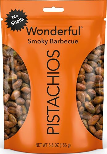 Wonderful Pistachios No Shells, Smoky Barbecue Flavored Nuts, 5.5 Ounce Resealable Bag, Protein Snacks, Gluten Free Snacks, Healthy Snack