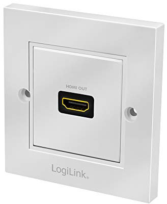 LogiLink AH0017 - Prise Murale HDMI avec 1 Prise HDMI Haute Vitesse avec Embrayage Ethernet (Femelle/Femelle intérieure) en Blanc