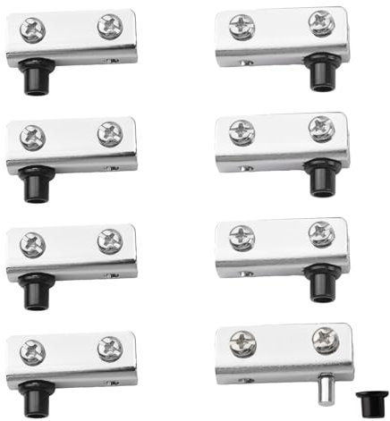UFURMATE Bisagra Pivotante, 8 Piezas de Bisagras Pivotantes de Puerta de Vidrio sin Marco Clips de Puerta de Gabinete de Vidrio con Pasador para Puertas de Vidrio Oscilante Libre de 3-6 mm