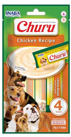 Churu Sticks by INABA Dog Treat - Chicken Flavour (4 x 14g) / Soft & Creamy Dog Treats, Delicious & Healthy Snack for Dogs, Pill Assist, Training Treat, Natural