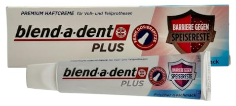 Blend-a-dent Plus Barriere Gegen Speisereste Premium Haftcreme Frisch, für Voll- und Teilprothesen, frischer Minzgeschmack 12x 40g Pack