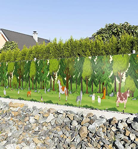 MyMaxxi Zaunbanner Sichtschutz | Wald 7 x 1,2m | Abdeckung für Terrasse Zaunbanner | Windschutz Sonnenschutz Blickdicht | Zaunbannerverkleidung wetterfest Sichtschutz Zaun | Verkleidung