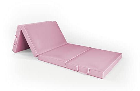 Rollmayer Gästematratze Kollektion Vivid (Pastellrosa 50, 70x195x8cm), 4-teilige Klappmatratze Reisebett Schaumstoff Matratze zusammenklappbar, faltbar inkl. Graphit Transporttasche Kollektion Oxford