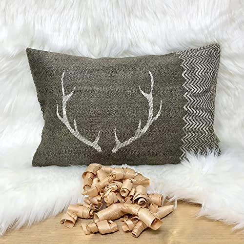 Gaidra Kissen Wellness mit Zirbenflocken - Jacquard aus 100% Baumwolle - 20 x 30 cm - handwerkliche Qualität aus Südtirol - Tiroler Stil - Geweih Dunkelbraun