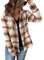 Uposao Surchemise À Capuche Femme, Chemise Carreaux d'Hiver Décontractée Oversized, Manches Longues Blouse (Brun XL)