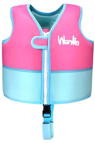 Wenlia Gilet de Natation en néoprène pour Enfants - Garçons Filles Gilet de Flotteur Formation De Natation Tout Petits Maillots de Bain avec Sangle de sécurité réglable/2-6 Ans/26-46Lbs