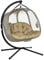 Outsunny Double Hanging Egg Chair 2 Seaters Texteline Swing Hammock Chair with Stand, Cushion and Folding Design, for Indoor and Outdoor, Brown