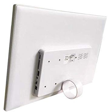 Elprico Digitaler Bilderrahmen,17 Zoll LED Display Elektronischer Bilderrahmen mit Fernbedienung,Tragbarer HDMI-Filmplayer,unterstützt Musik- und Videoplayer, Wecker, Kalender (Weiß)