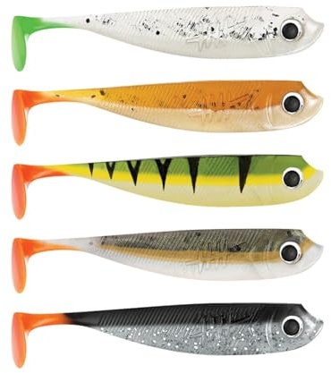 5 Lieblingsköder Gummifische zum Zanderangeln mit Gummifisch 7,5cm, Farbe Lieblingsköder:Firetail Edition