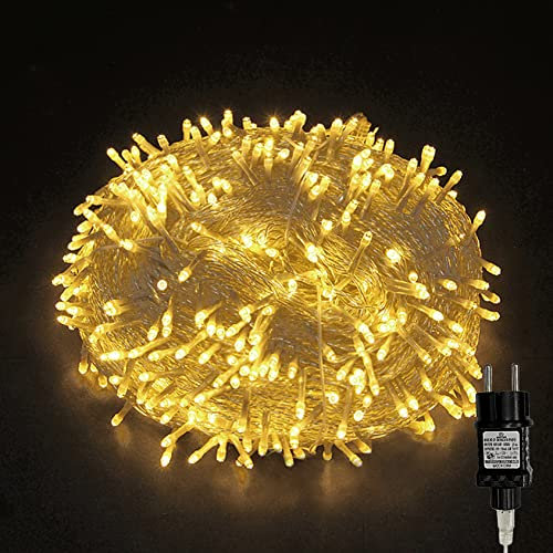 HoldOneLight 100/200/300/400er Led Lichterkette Strombetrieben mit Stecker Außen und Innen für Hochzeit Weihnachten Warmweiß (400LED 40m lang, Warmweiss)