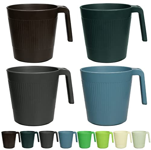 Greentainer Tasse mit Henke,Wiederverwendbare 500 ml Kaffeetassen aus Plastik,8er Trinkbecher für RV,Party,Picknick,Camping|Becher ohne Melamin für Wasser Milch Tee|Spülmaschinen & Mikrowellengeeignet