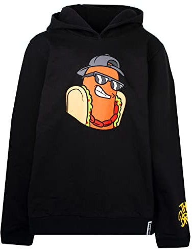 Fortnite – Hoodie für Jungen – Schwarzes Sweatshirt The Brat Hot Dog-Motiv – Hoodie aus 100% Baumwolle – Offizielles Merchandise - 13 Jahre