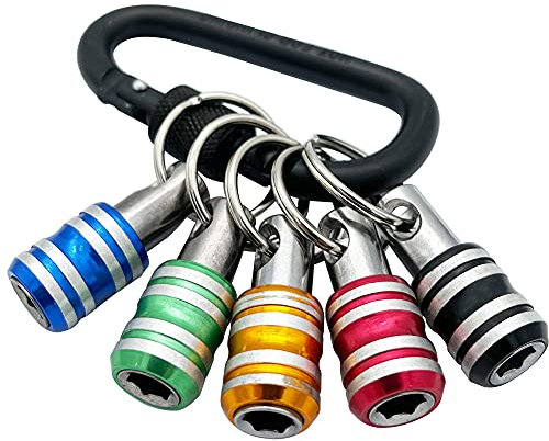 Saipor 5 STÜCKE 1/4Zoll Sechskant-Schaft Schlüsselanhänger Bithalter Schnellwechsel Schraubendreher Bits Halter Rostfreier Stahl Schrauber Bit Halterung für Bohrer