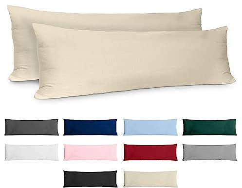Kissenbezug 40x145 Baumwolle Renforcé (2er-Set) - Beige - Dicht gewebt mit 57 Fäden/cm² - Kissenbezug 40 x 145 cm - Oeko Tex Zertifiziert - Dreamzie