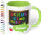 Geschenk zur Einschulung für Mädchen und Jungen: „Schulkind 2025“ - mit TAFEL-Motiv - personalisierte Tasse mit Namen für Erstklässler - kleines Geschenk für Schüler 1. Klasse, Hellgrün