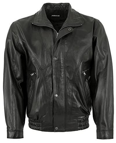 MADDOX - Herren Echtleder Lederjacke Blouson Lammnappa schwarz Größe 52