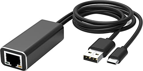 Lotvic Ethernet Adapter, Ethernet Adapter Gigabit,USB Auf RJ45 LAN Netzwerkadapter mit USB 2.0 Netzkabel,Kompatibel für Amazon Fire TV,Google Home Miniund,Fire TV Stick und Chromecast-Geräten(Schwarz)