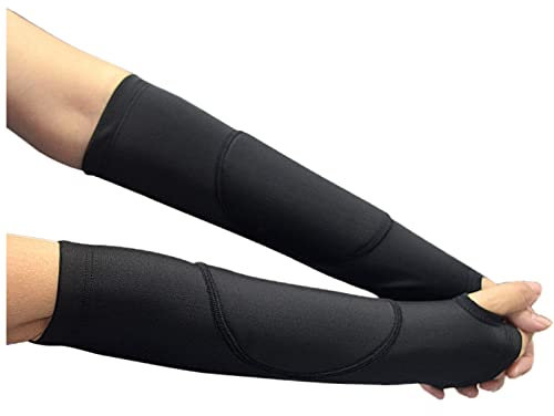 Topeter Manicotti imbottiti per pallavolo, avambraccio con cuscinetto di protezione e foro per il pollice, per ragazzi, 1 paio (nero, YS)