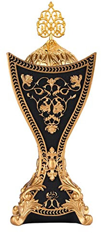 TERSCHELLING Brûleur d'encens en résine, brûleur d'encens Bakhour, brûleur d'encens Portable – pour Yoga, Spa, aromathérapie, Bureau et décoration d'intérieur (Noir)