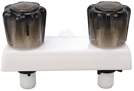 Robinet de Douche de Salle de Bain RV, Vanne de Mitigeur de Douche RV avec 2 Boutons de Roue pour Camping-car RV (Blanc)