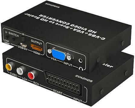 BolAAzuL RGB Scart auf HDMI Konverter, 3 in 1 RGB Scart Composite AV VGA Scart zu Scaler HDMI Switch 720p/1080p für Wii DVD