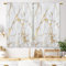 Laifzere Gold Marmor Küche Vorhänge Golden Luxus Abstrakt Kleine Kurze Cafe Fenster Vorhänge Weiß Moderne Textur Tinte Stab Tasche Badezimmer Fenster Vorhänge Behandlung Tier Vorhänge 2 Paneele (70 x