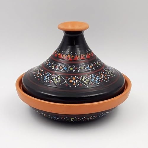 Tajine Marrakesch einzeln ausgestellt, Durchmesser 22 cm, Schwarz