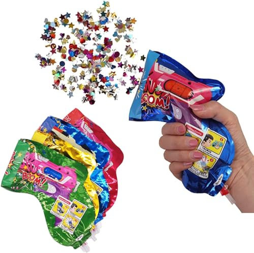 Konfettikanone, 10 Stück Konfettipistole Party Popper Confetti Kanone Feuerwerkspistolen Konfetti Pistolen Biologisch Abbaubar Konfettibombe für Geburtstage Hochzeiten Neujahr (10pcs)