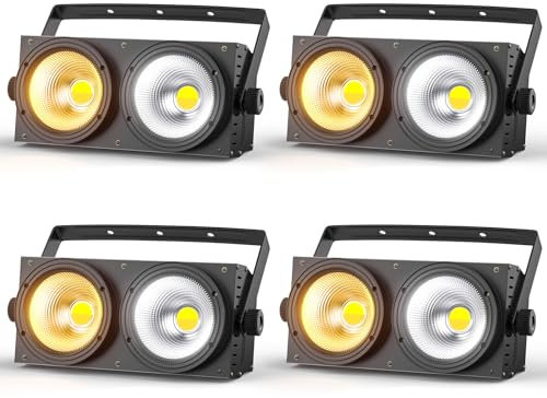 ZonQoonz 4PCS COB 200W Faro Teatrale, Accecatori LED D mx Bianco Freddo/Caldo Luce di Scena Effetti Illuminazione Blinder D MX 8CH, Faretto Luci da Palco per Discoteca Matrimonio Bar Feste Pubblico