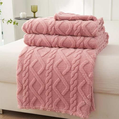 Mezzar Kuscheldecke Flauschig Decke, 150 * 200 cm Kuscheldecke Fleecedecke Flanell Decke Wohndecken Couchdecke Decken für Sofa, Couch und Tagesdecke (Pink)