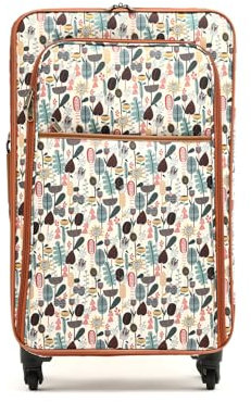 MISAKO Reisekoffer aus Stoff Mittelgroße Koffer Bosque Beige Unisex - Halbstarrer, weicher, eleganter Koffer - 66 X 40 X 22 cm