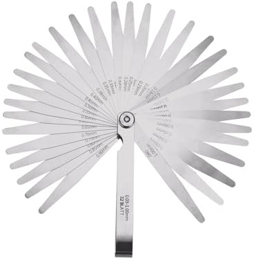 2 Pezzi Spessimetro Valvole di Precisione 32 Lame 0.03-1.00mm(0.0012-0.040In) Spessimetro in Acciaio Inossidabile Gap Strumento di Misura Unità Metrico e Imperiale Spessimetro Professionale