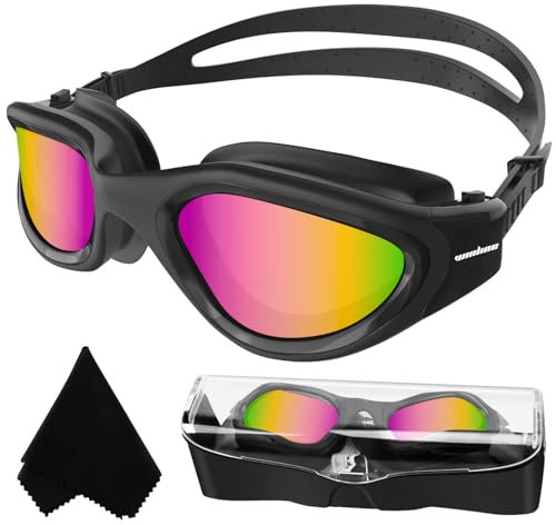 Winline Lunettes de natation à verres polarisés, Anti buée Anti UV Étanches Vision nette Réglage facile Pont souple, pour Hommes Femmes Adultes Adolescents