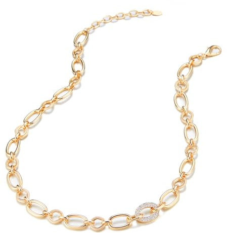 Dazylleco Collana Catena Donna Oro/Argento Grosso Collana Cubana in Stile Punk Gioielli di Moda Regalo Compleanno per Donna e Ragazze(01-Gold)