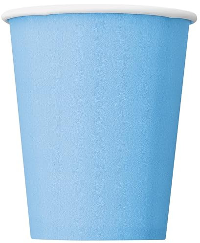 Unique 30902EU - Gobelets en Carton sans Plastique - 266ml - Couleur Bleu Ciel - Paquet de 8 (Lot de 1)