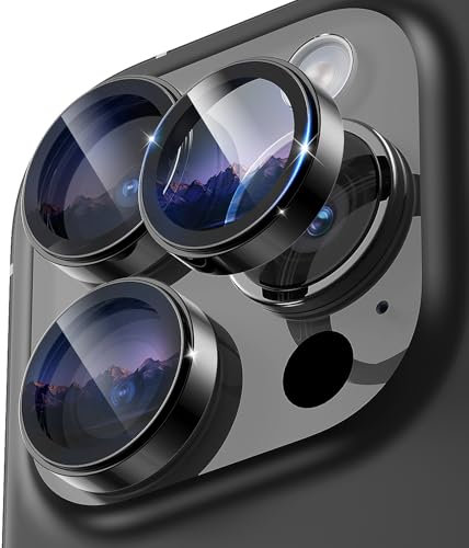 Jurqqer for iPhone 16 Pro Max/iPhone 16 Pro Camera Lens Protector,[Scratch Resistant][One-Step Install] Aluminum Alloy & Sapphire Glass Material Camera Cover Screen Protector Ultra thin Black