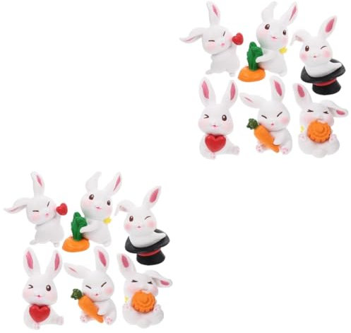 STOBAZA 12stücke Miniatur Hasen Figurinen Resin Dekorationsstatue Für Mikrolandschaften Niedliche Bunny Figuren Für Desktop Und Garten Deko Für Ihr Zuhause