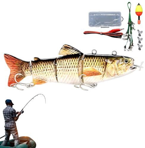 Esca da pesca robotica,Esca da pesca elettronica,Esca da pesca di nuoto robotica realistica | Swimbait snodato a 4 segmenti, esca da pesca animata Wobbler illuminata da LED per la pesca
