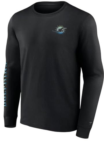 Miami Dolphins NFL Langarm T-Shirt Shirt Sweatshirt Gradient LS Crew (DE/NL/SE/PL, Alphanumerisch, M, Regular, Regular, Schwarz)