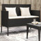 SDWEHO7 Gartenbank mit Stauraum & Kissen, UV-beständig, Balkonbank wetterfest, Terrassenbank, Garten-Relaxbank, Lounge-Bänke, GartenMöbel, Schwarz und Creme Poly Rattan 113 x 61 x 87 cm