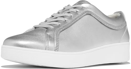 Fitflop Damen Rally Crystal-Trim Leather Sneakers, Silber, 39 EU
