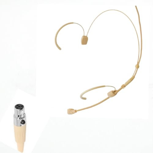 Doppeltes Headset Mikrofon Ohrbügel-Kopfhörer-Mikrofon Verdecktes Microphone Compatible with Shure Wireless System Taschensender, 1,2 m Kabel und Windschutz (4 Pin Mini XLR TA4F)