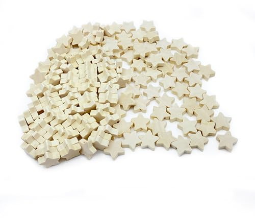 Zzcy 150 Pcs Holzperlen Sterne zum Auffädeln Holz Lose Perlen Stern Perlen Sterne Holz mit Loch Natürliche Holzperlen Perlen für DIY Basteln Armband Halskette
