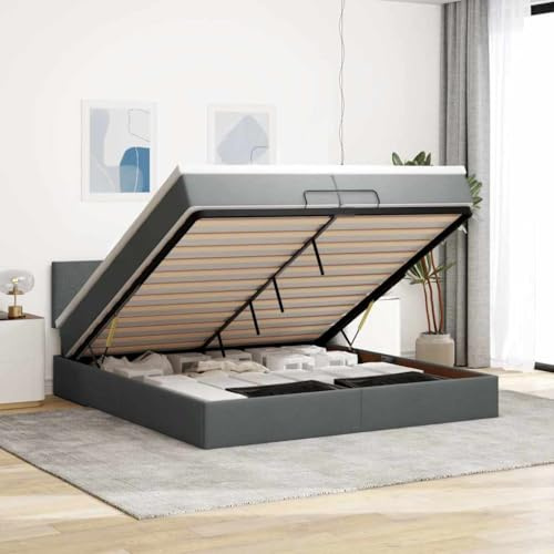 Willood Boxspringbett mit Matratze Großer Stauraum unter dem Bett Dunkelgrau 200 x 200 cm Schlichtes Design