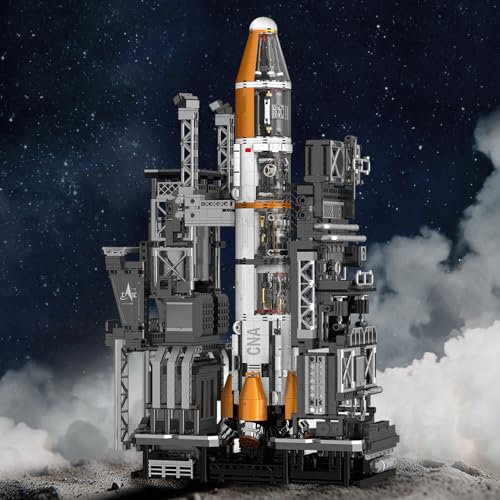 Finger Rock City Technik Raketen Startrampe Bausteine, 2166 Teile Space Raketenwerfer Raumkapsel Spielzeug Hoch 53cm, Kreative Geschenke für Jugendliche Erwachsene Sammler